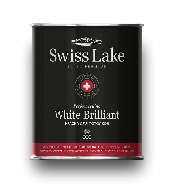 Swiss Lake White Brilliant (глубокоматовая 3% интерьерная краска для потолков, с высокой степенью белизны)