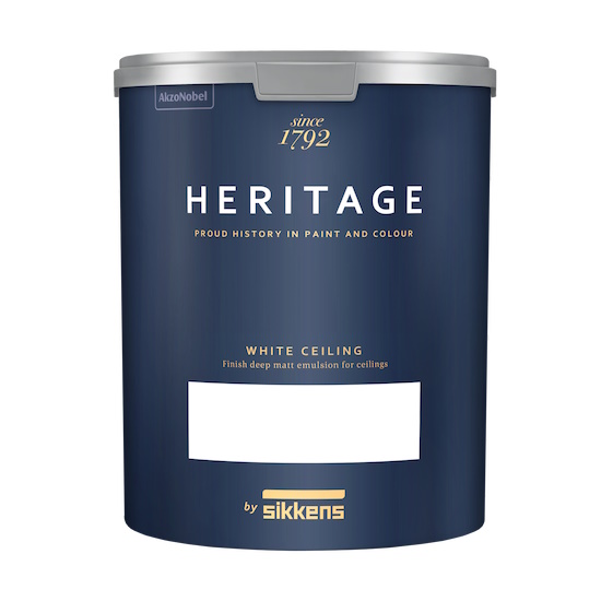 Heritage White Celling (глубокоматовая 3% интерьерная краска для стен и потолков, с высокой степенью белизны)