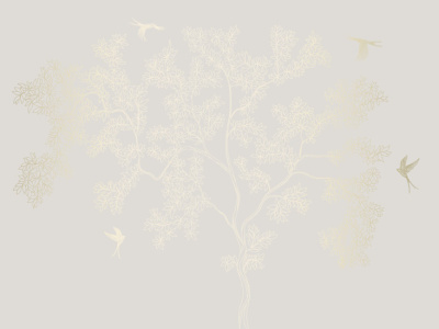 Фреска на флизелиновой основе с покрытием водно-дисперсионной краской. Роспись изображения выполняется золотым, серебрянным или платиновым пигментами