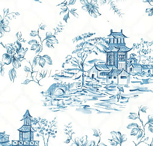 Aura Charming Prints FD22219 для спальни для гостиной для загородного дома для комнаты голубой