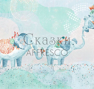 Affresco Сказки Affresco ML654-COL3 для детской голубой зеленый мятный