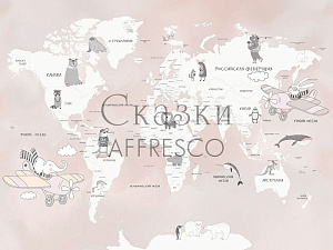 Affresco Сказки Affresco ZK626-COL1 для детской кремовый розовый