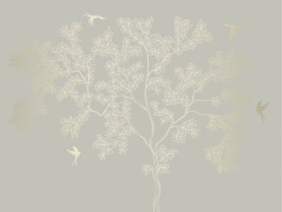 Фреска на флизелиновой основе с покрытием водно-дисперсионной краской. Роспись изображения выполняется золотым, серебрянным или платиновым пигментами