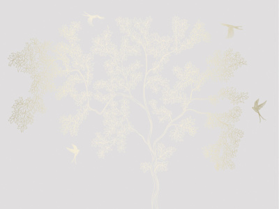 Фреска на флизелиновой основе с покрытием водно-дисперсионной краской. Роспись изображения выполняется золотым, серебрянным или платиновым пигментами