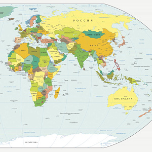 Ortograf Карты мира 33130 для кабинета для загородного дома для комнаты голубой разноцветный
