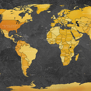Ortograf Карты мира 33517 для кабинета для загородного дома для комнаты темно-серый желтый