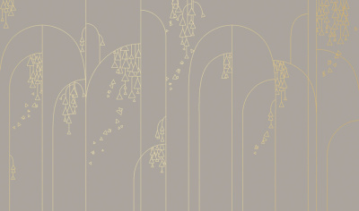 Фреска на флизелиновой основе с покрытием водно-дисперсионной краской. Роспись изображения выполняется золотым, серебрянным или платиновым пигментами