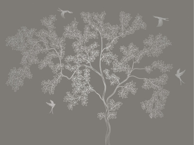 Фреска на флизелиновой основе с покрытием водно-дисперсионной краской. Роспись изображения выполняется золотым, серебрянным или платиновым пигментами