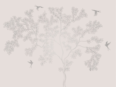 Фреска на флизелиновой основе с покрытием водно-дисперсионной краской. Роспись изображения выполняется золотым, серебрянным или платиновым пигментами