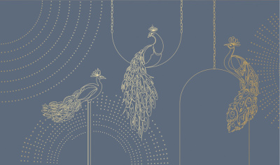 Фреска на флизелиновой основе с покрытием водно-дисперсионной краской. Роспись изображения выполняется золотым, серебрянным или платиновым пигментами