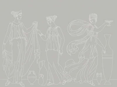 Фреска на флизелиновой основе с покрытием водно-дисперсионной краской. Роспись изображения выполняется золотым, серебрянным или платиновым пигментами