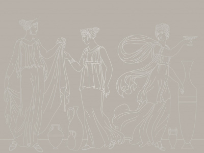 Фреска на флизелиновой основе с покрытием водно-дисперсионной краской. Роспись изображения выполняется золотым, серебрянным или платиновым пигментами