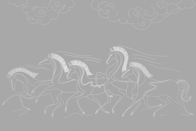 Фреска на флизелиновой основе с покрытием водно-дисперсионной краской. Роспись изображения выполняется золотым, серебрянным или платиновым пигментами