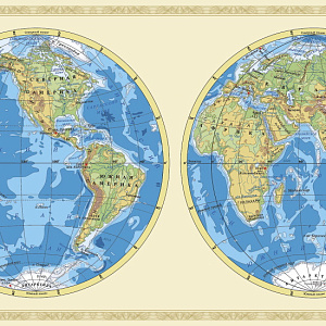 Ortograf Карты мира 33129 для кабинета для загородного дома для комнаты бежевый голубой зеленый