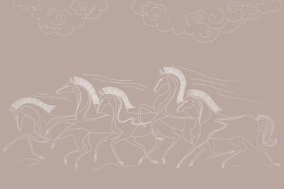 Фреска на флизелиновой основе с покрытием водно-дисперсионной краской. Роспись изображения выполняется золотым, серебрянным или платиновым пигментами