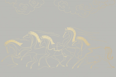 Фреска на флизелиновой основе с покрытием водно-дисперсионной краской. Роспись изображения выполняется золотым, серебрянным или платиновым пигментами