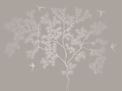 Фреска на флизелиновой основе с покрытием водно-дисперсионной краской. Роспись изображения выполняется золотым, серебрянным или платиновым пигментами