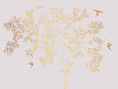 Фреска на флизелиновой основе с покрытием водно-дисперсионной краской. Роспись изображения выполняется золотым, серебрянным или платиновым пигментами