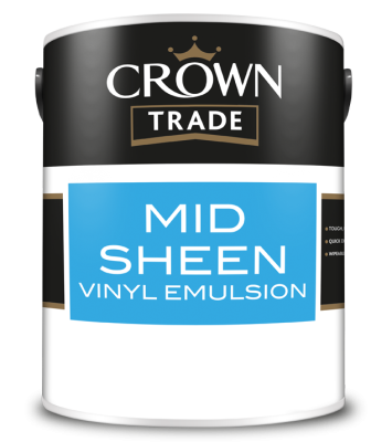 Краска CROWN TRADE Mid Sheen Vinyl Emulsion (полуматовая водоэмульсионная, для стен и потолка, с эффектом яичной скорлупы)