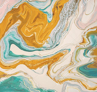 Affresco Fine Art RE830-COL4 для гостиной для кабинета для комнаты кремовый желтый бирюзовый