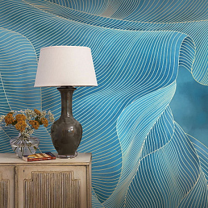 Affresco Line Art AF2122-COL3 для гостиной для кабинета для комнаты голубой бирюзовый