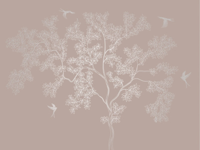 Фреска на флизелиновой основе с покрытием водно-дисперсионной краской. Роспись изображения выполняется золотым, серебрянным или платиновым пигментами