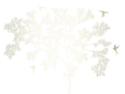 Фреска на флизелиновой основе с покрытием водно-дисперсионной краской. Роспись изображения выполняется золотым, серебрянным или платиновым пигментами