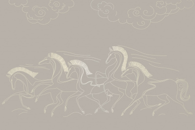 Фреска на флизелиновой основе с покрытием водно-дисперсионной краской. Роспись изображения выполняется золотым, серебрянным или платиновым пигментами