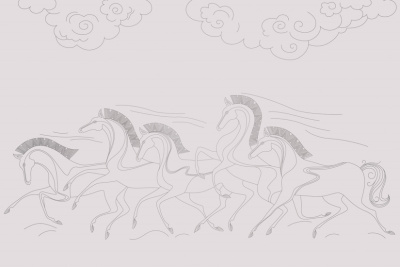 Фреска на флизелиновой основе с покрытием водно-дисперсионной краской. Роспись изображения выполняется золотым, серебрянным или платиновым пигментами