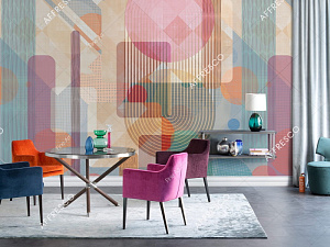 Affresco Fine Art RE906-COL1 для гостиной для кабинета для комнаты для прихожей песочный розовый зеленый разноцветный