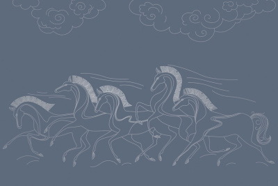 Фреска на флизелиновой основе с покрытием водно-дисперсионной краской. Роспись изображения выполняется золотым, серебрянным или платиновым пигментами