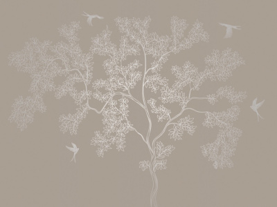 Фреска на флизелиновой основе с покрытием водно-дисперсионной краской. Роспись изображения выполняется золотым, серебрянным или платиновым пигментами