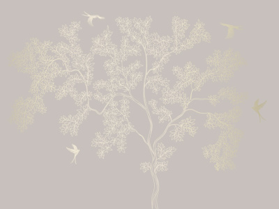 Фреска на флизелиновой основе с покрытием водно-дисперсионной краской. Роспись изображения выполняется золотым, серебрянным или платиновым пигментами