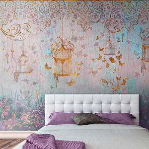 Affresco New Art RE199-COL2 для спальни для гостиной для кабинета для загородного дома для комнаты для прихожей золотой розовый сиреневый