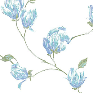 Aura English Florals G34325 для спальни для гостиной для загородного дома для комнаты белый голубой