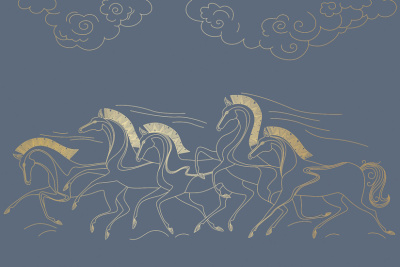 Фреска на флизелиновой основе с покрытием водно-дисперсионной краской. Роспись изображения выполняется золотым, серебрянным или платиновым пигментами