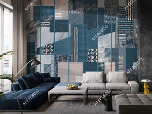 Affresco Fine Art RE880-COL3 для гостиной для кабинета для комнаты синий