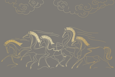 Фреска на флизелиновой основе с покрытием водно-дисперсионной краской. Роспись изображения выполняется золотым, серебрянным или платиновым пигментами