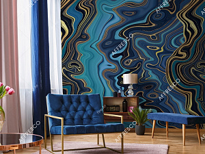 Affresco Fine Art RE869-COL1 для гостиной для кабинета для комнаты синий бирюзовый
