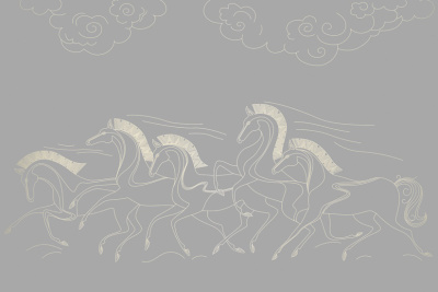 Фреска на флизелиновой основе с покрытием водно-дисперсионной краской. Роспись изображения выполняется золотым, серебрянным или платиновым пигментами