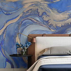 Affresco Fluid AF2069-COL4 для спальни для гостиной для кабинета для загородного дома для комнаты белый песочный синий