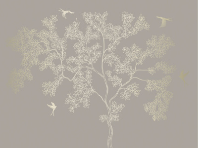 Фреска на флизелиновой основе с покрытием водно-дисперсионной краской. Роспись изображения выполняется золотым, серебрянным или платиновым пигментами