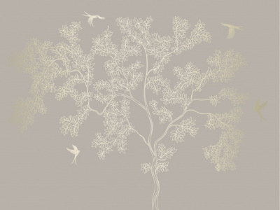 Фреска на флизелиновой основе с покрытием водно-дисперсионной краской. Роспись изображения выполняется золотым, серебрянным или платиновым пигментами