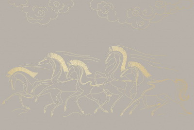 Фреска на флизелиновой основе с покрытием водно-дисперсионной краской. Роспись изображения выполняется золотым, серебрянным или платиновым пигментами