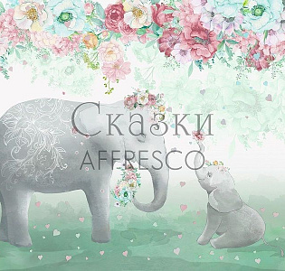Affresco Сказки Affresco SN658-COL4 для детской зеленый мятный