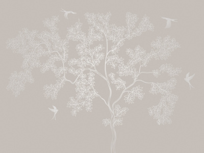 Фреска на флизелиновой основе с покрытием водно-дисперсионной краской. Роспись изображения выполняется золотым, серебрянным или платиновым пигментами