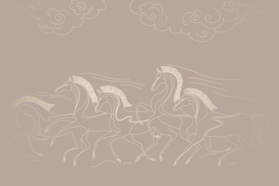 Фреска на флизелиновой основе с покрытием водно-дисперсионной краской. Роспись изображения выполняется золотым, серебрянным или платиновым пигментами