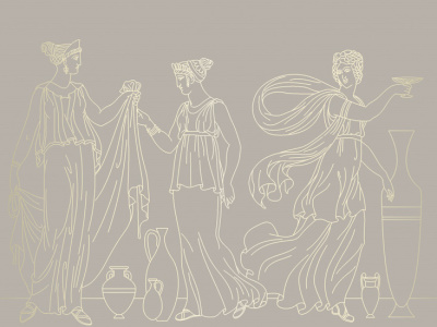 Фреска на флизелиновой основе с покрытием водно-дисперсионной краской. Роспись изображения выполняется золотым, серебрянным или платиновым пигментами