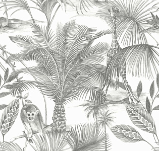 Grandeco Jungle Fever JF3501 для кухни для спальни для гостиной для коридора для загородного дома для комнаты черно-белый
