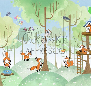 Affresco Сказки Affresco IL635-COL4 для детской голубой зеленый